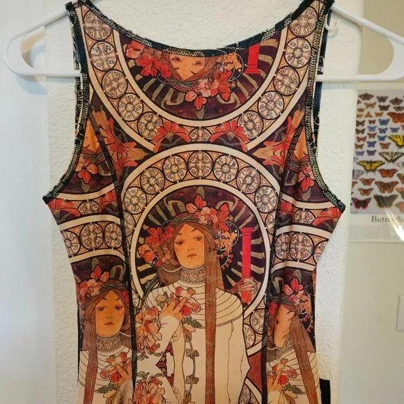 4 in 1 Blackmilk Mini Dress - Limited Edition Reversible Alphonse Mucha Art - Picture 7 of 12